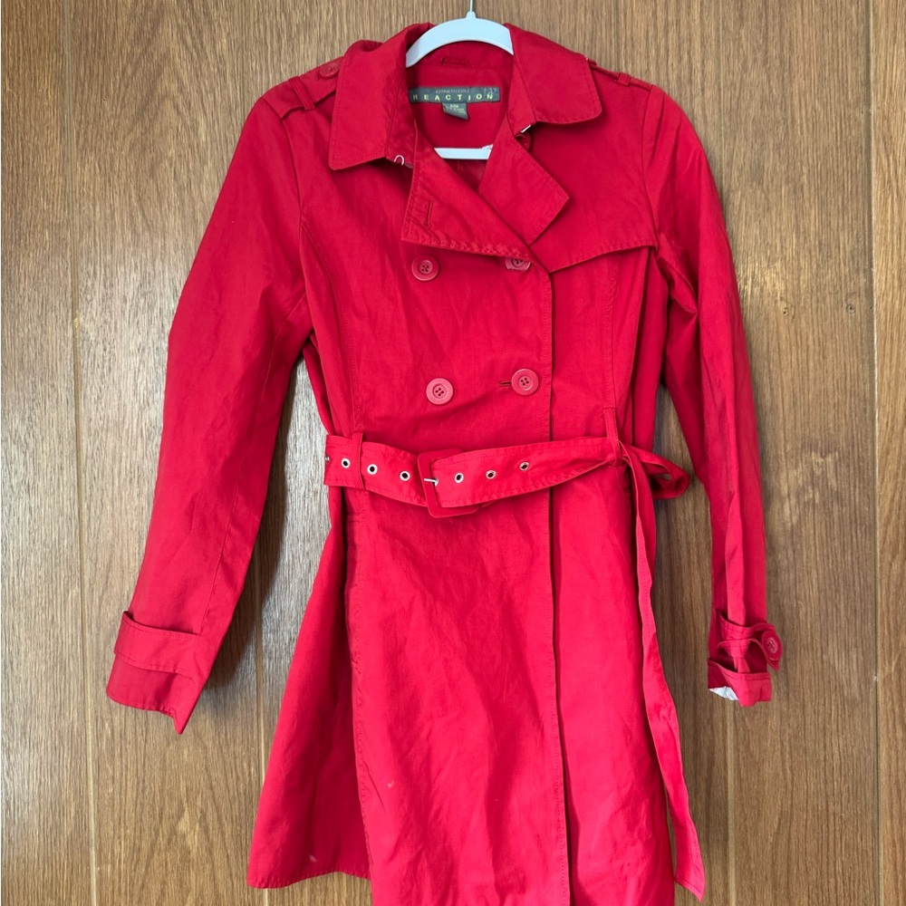 Kenneth Cole Reaction Vibrant Red Trench Coat
